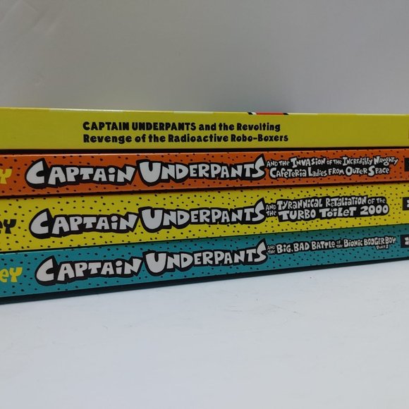 (4) CAPTAIN UNDERPANTS HARDCOVER BOOKS, ACTION ADVENTURE BOOKS TURBO TOILET - Picture 2 of 6